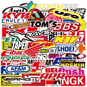 100 Pcs Car Sticker and Moto Brand Logo Sticker Pack